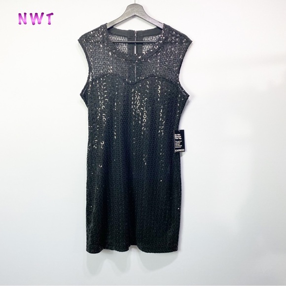 Express Dresses & Skirts - Express- Black Sheer Sleeveless Party Dress M NWT